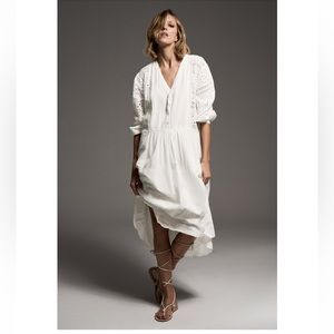 Zara White Eyelet Dropwaist Dress | sz XSmall